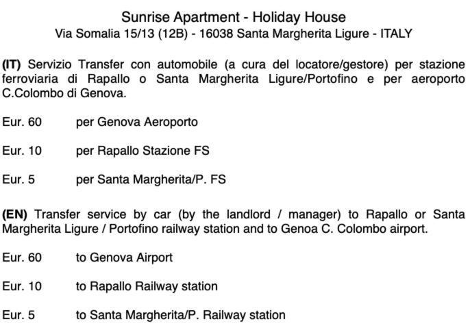Sunrise Apartment Σάντα Μαργκερίτα Λιγκούρε Εξωτερικό φωτογραφία